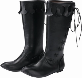 Medieval Renaissance Black Viking Mid Calf Gothic Western Knight Boots for Men and Women
