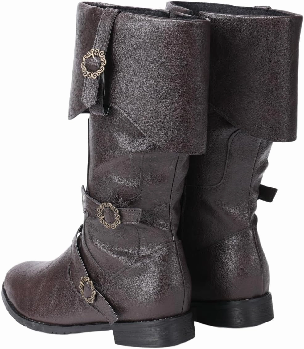 Medieval Retro Boots Men Black Viking Pirate Warrior Boots Renaissance Gothic Halloween Shoes