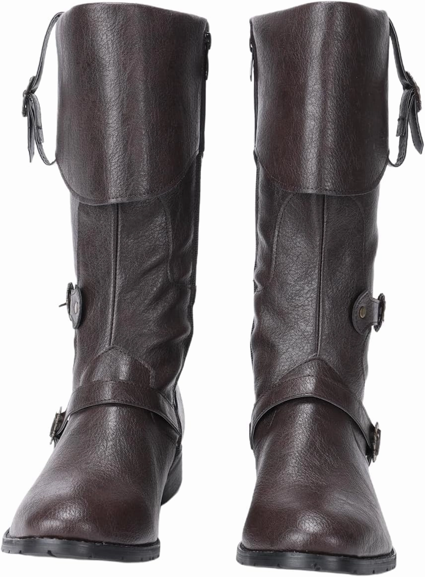 Medieval Retro Boots Men Black Viking Pirate Warrior Boots Renaissance Gothic Halloween Shoes