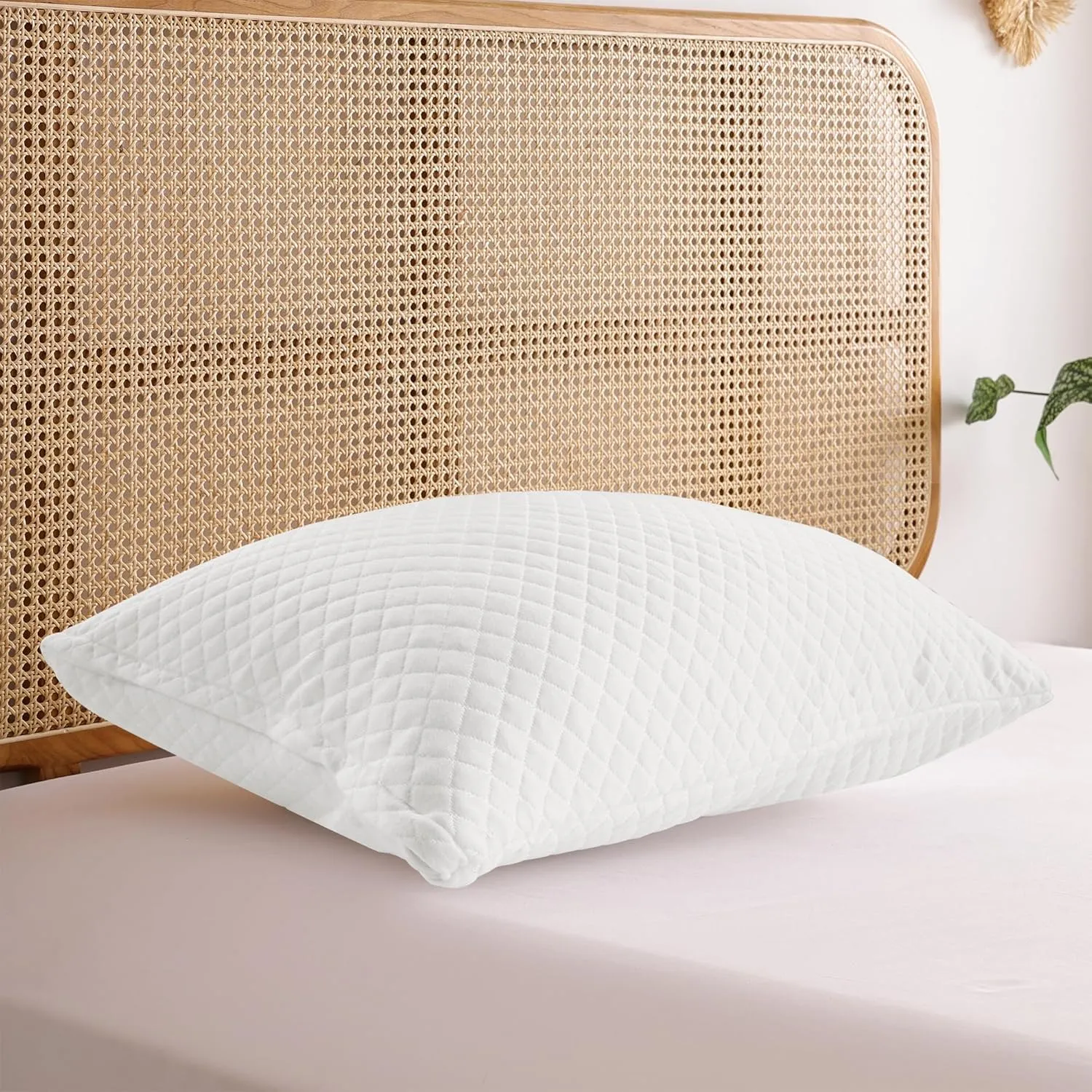 Medium Firm Pillow Standard Size 26 x 18 inch, Bed Pillow with Adjustable Insert and 1 Cooling Pillowcase, Not Only Provides Stronger Support But Aslo Comfortable