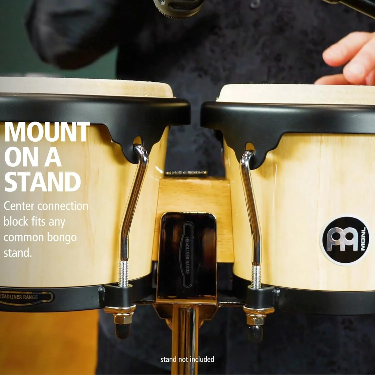 Meinl Percussion Bongos Hand Drum Set 6.75" and 8" with Hardwood Shells and Tuning Key — NOT Made in China — Headliner Series, 2-Year Warranty, Natural (HB100NT)