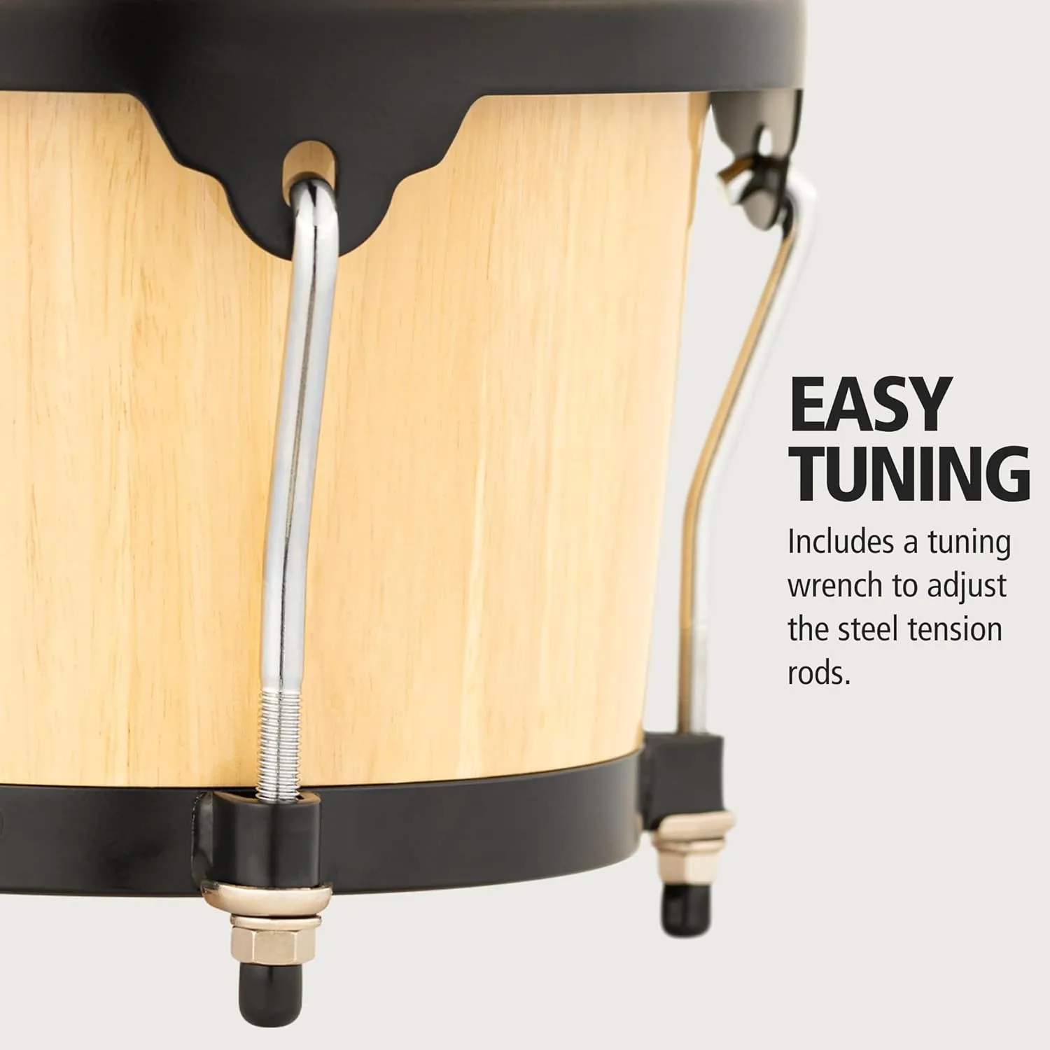 Meinl Percussion Bongos Hand Drum Set 6.75" and 8" with Hardwood Shells and Tuning Key — NOT Made in China — Headliner Series, 2-Year Warranty, Natural (HB100NT)