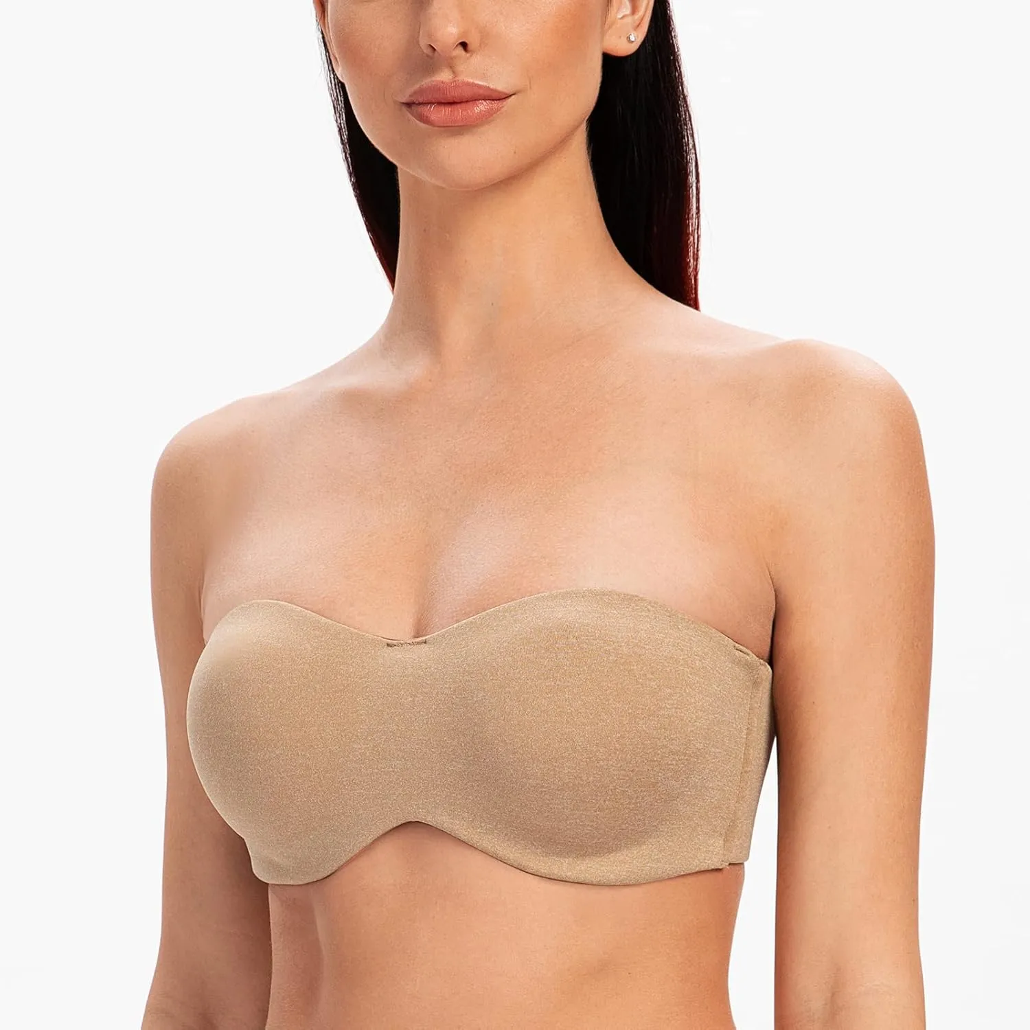 MELENECA Women's Strapless Bra for Large Bust Minimizer Unlined Bandeau with Underwire