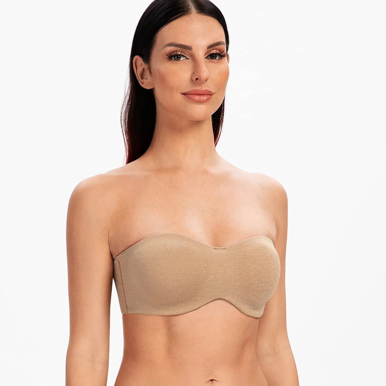 MELENECA Women's Strapless Bra for Large Bust Minimizer Unlined Bandeau with Underwire