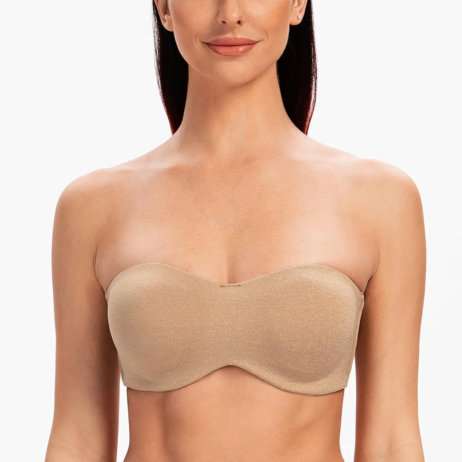 MELENECA Women's Strapless Bra for Large Bust Minimizer Unlined Bandeau with Underwire