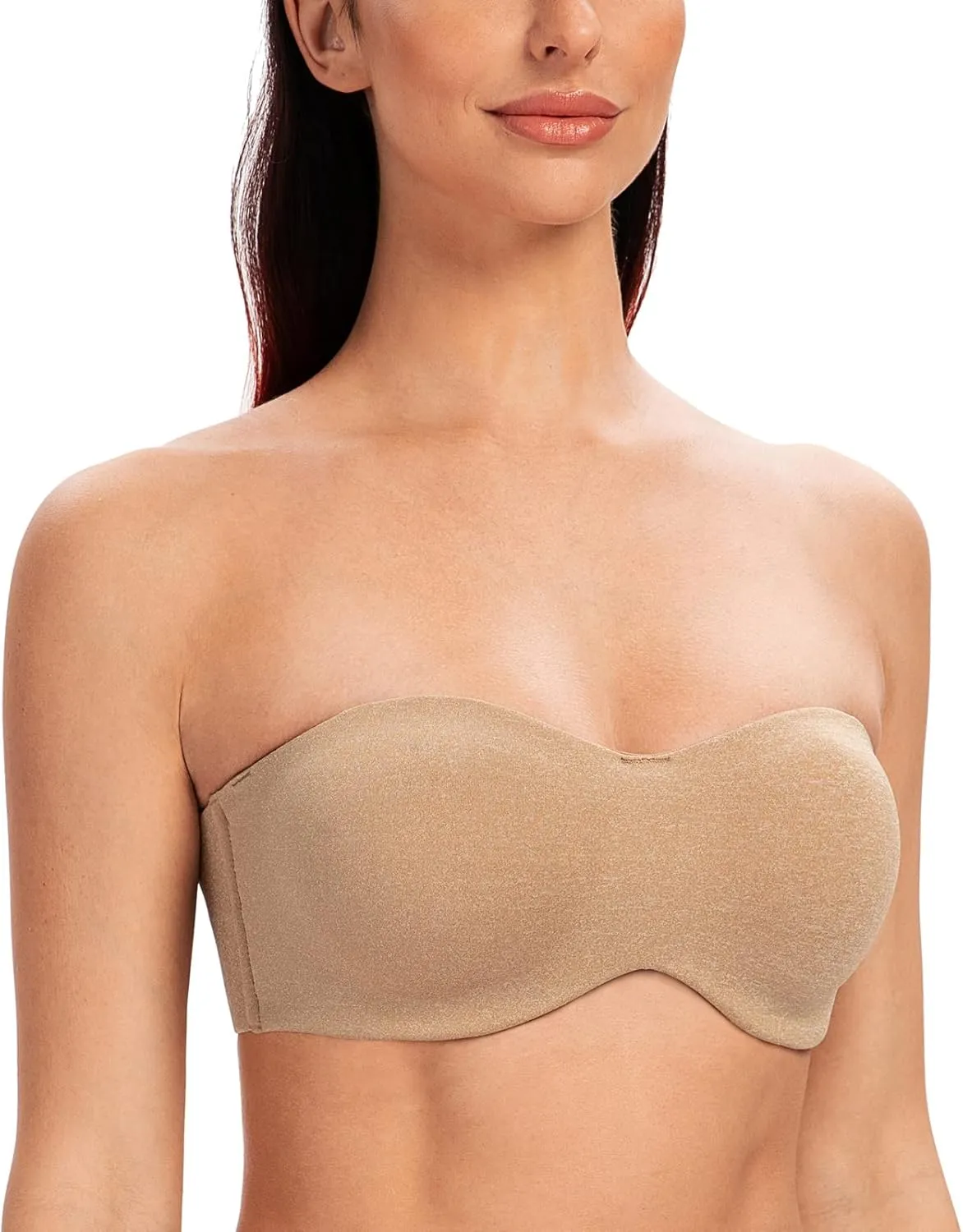 MELENECA Women's Strapless Bra for Large Bust Minimizer Unlined Bandeau with Underwire