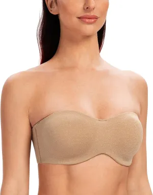 MELENECA Women's Strapless Bra for Large Bust Minimizer Unlined Bandeau with Underwire