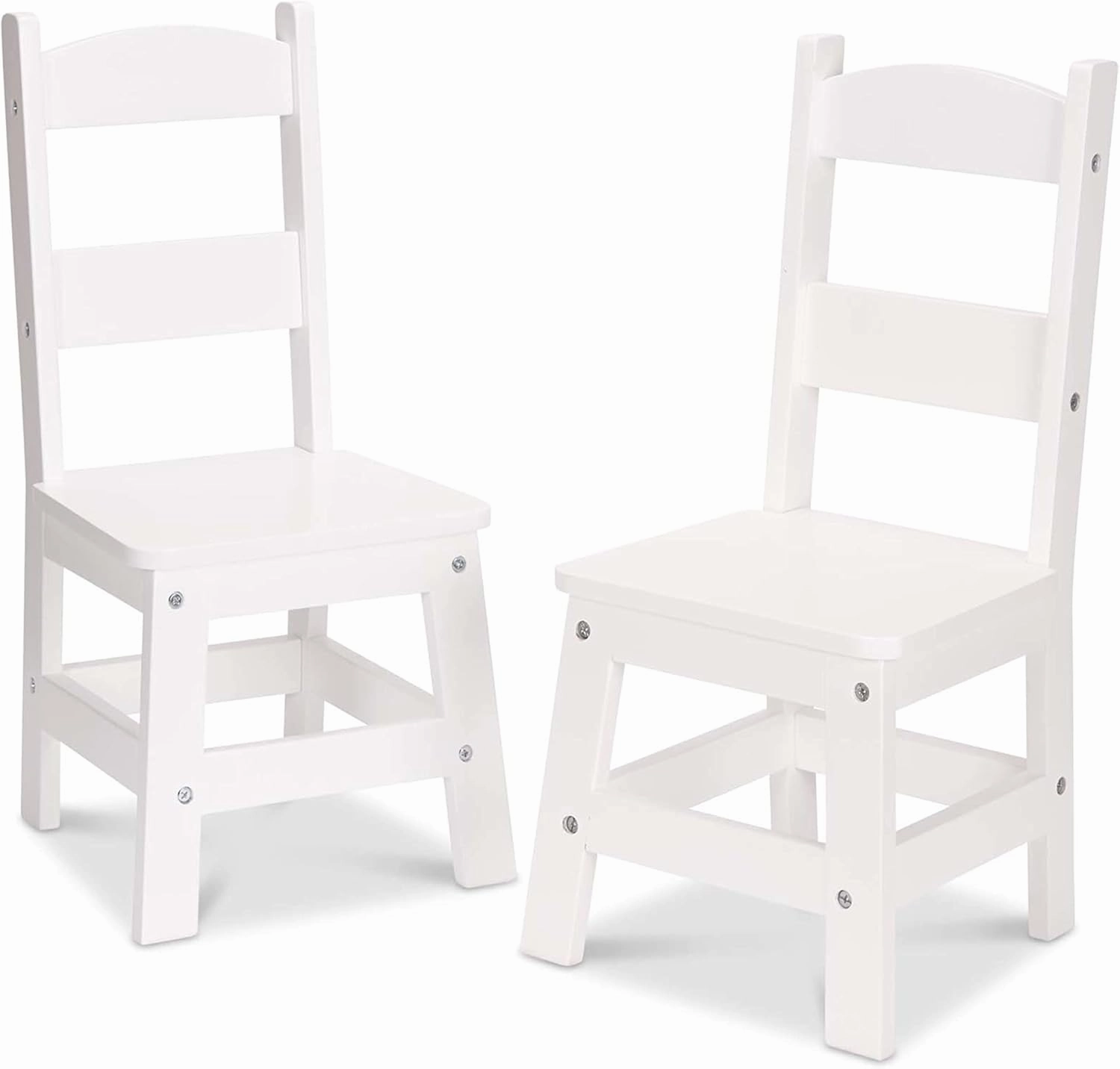 Melissa & Doug Wooden Chairs, Set of 2 - White Furniture for Playroom