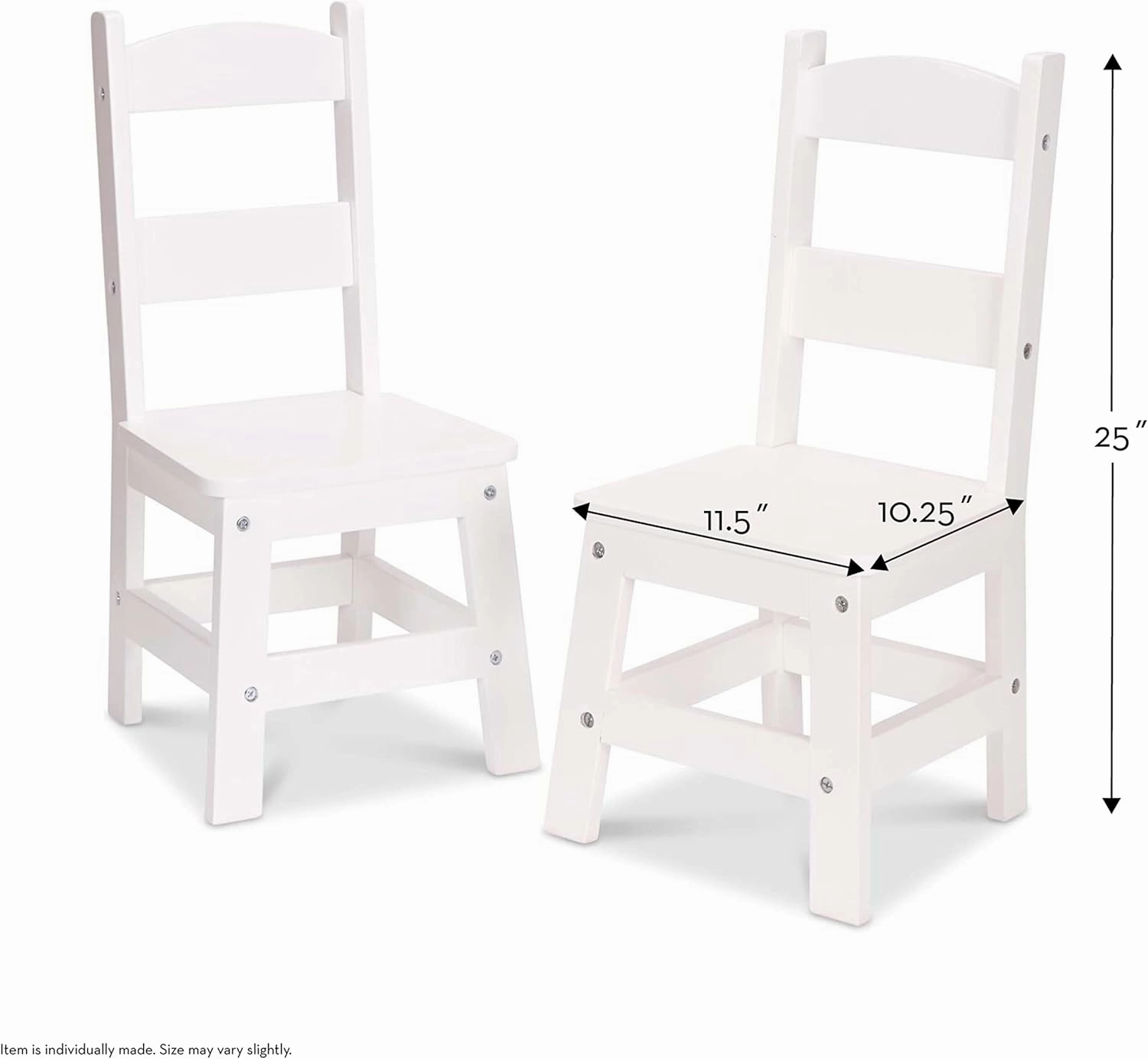 Melissa & Doug Wooden Chairs, Set of 2 - White Furniture for Playroom