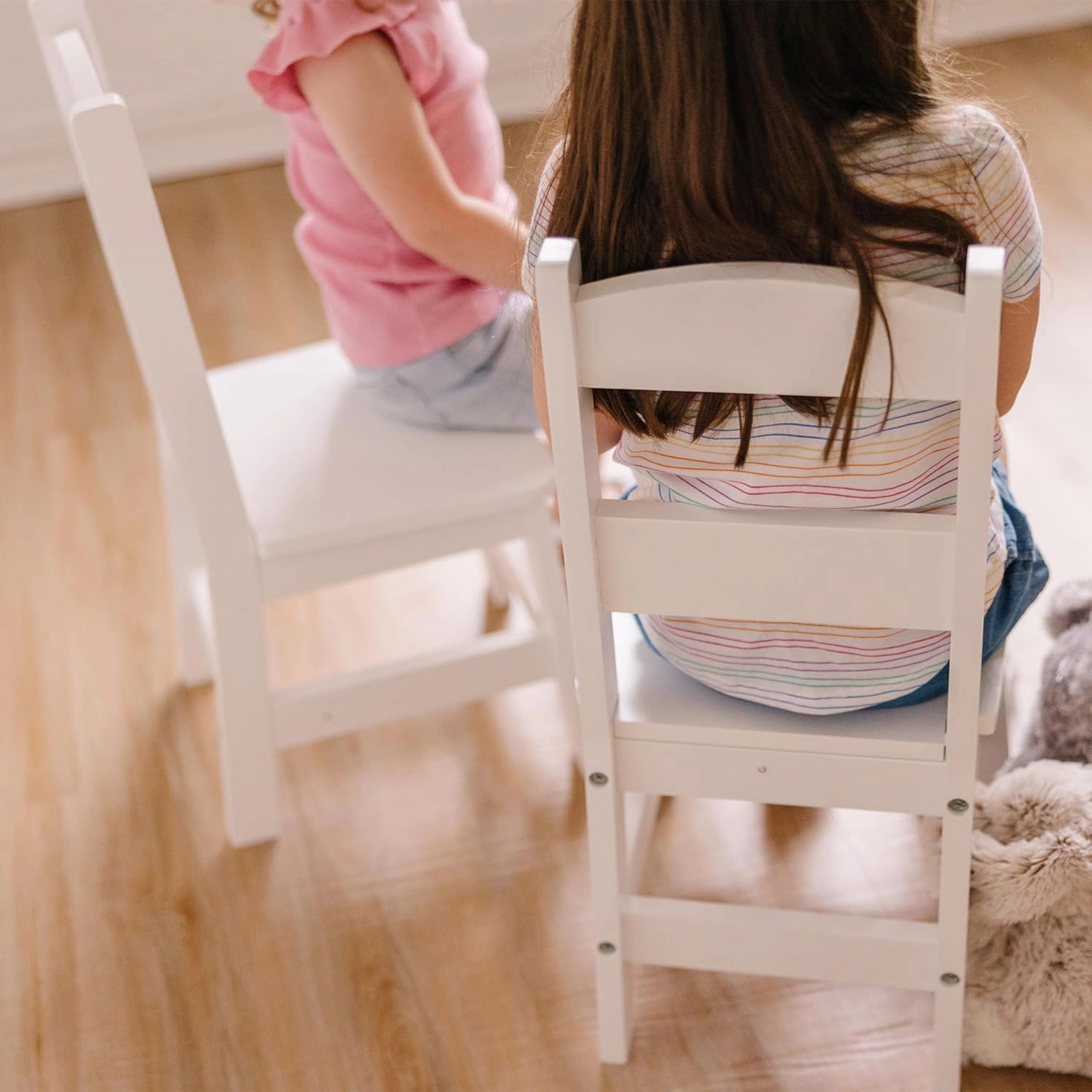 Melissa & Doug Wooden Chairs, Set of 2 - White Furniture for Playroom