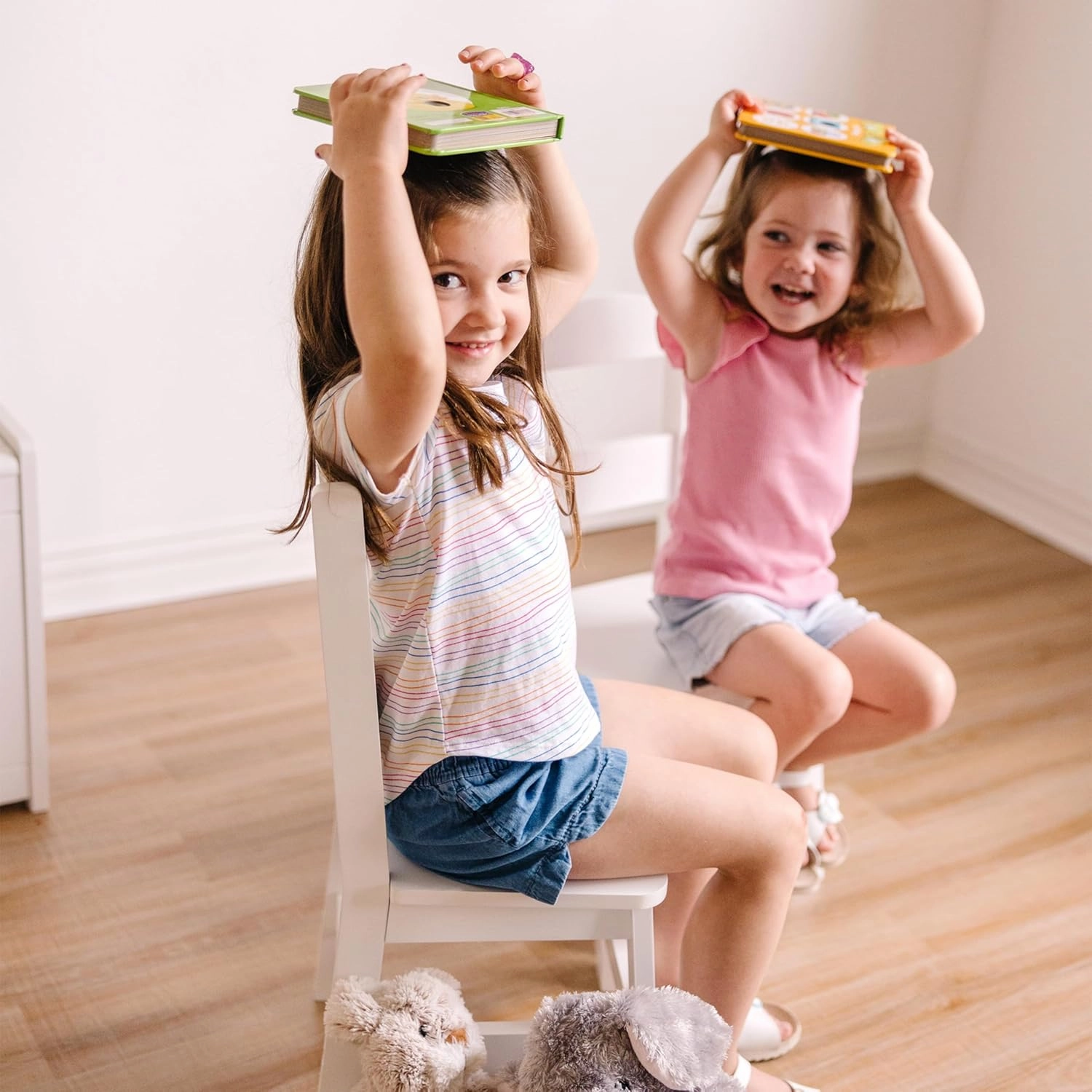 Melissa & Doug Wooden Chairs, Set of 2 - White Furniture for Playroom