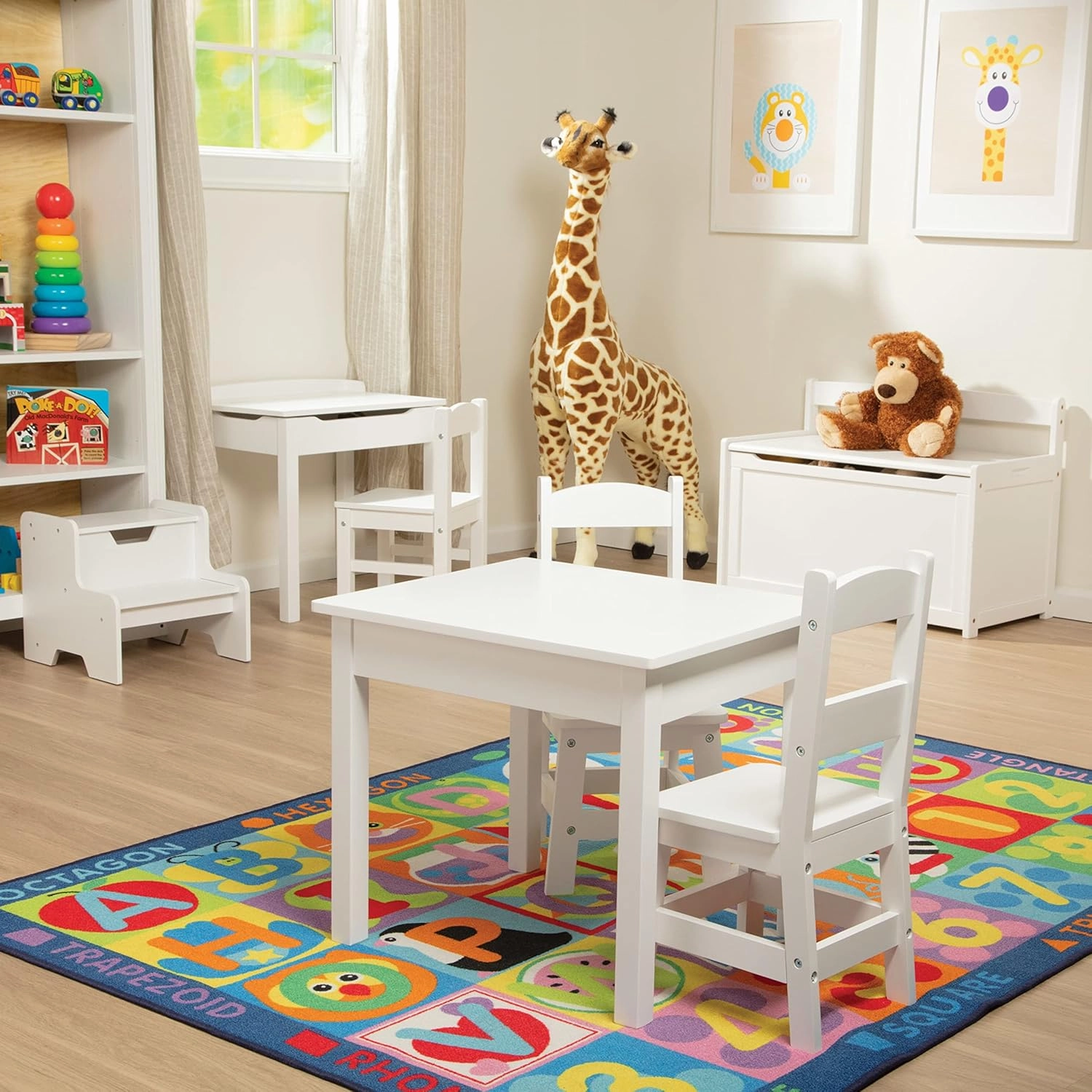 Melissa & Doug Wooden Chairs, Set of 2 - White Furniture for Playroom