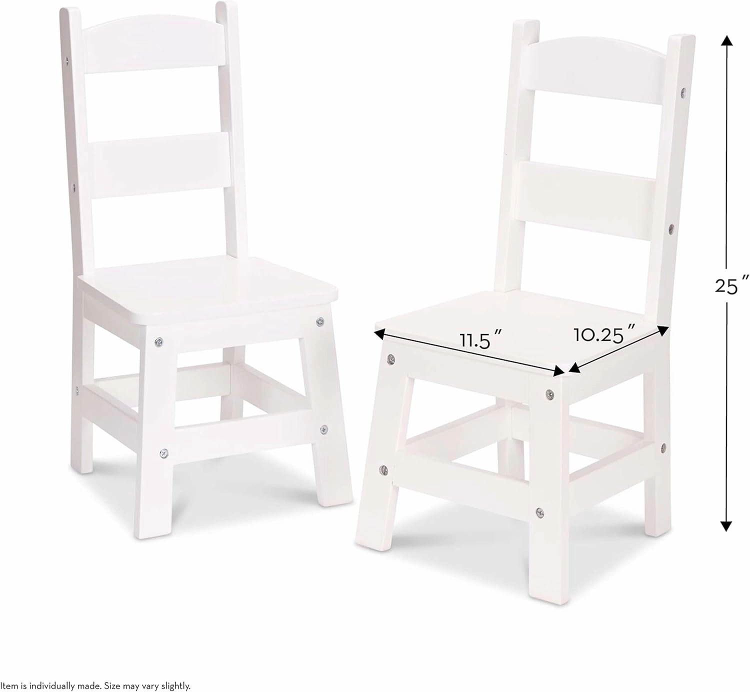 Melissa & Doug Wooden Chairs, Set of 2 - White Furniture for Playroom