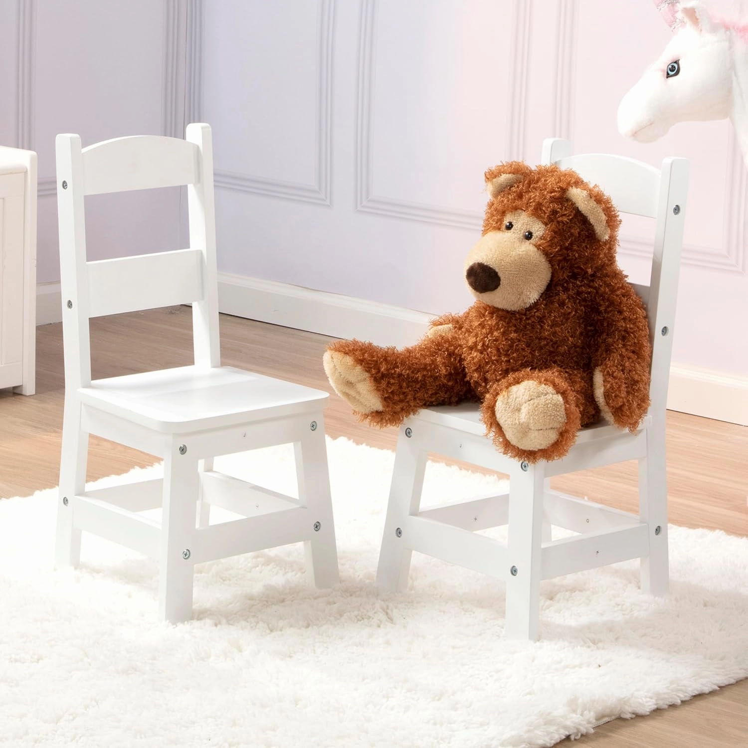 Melissa & Doug Wooden Chairs, Set of 2 - White Furniture for Playroom