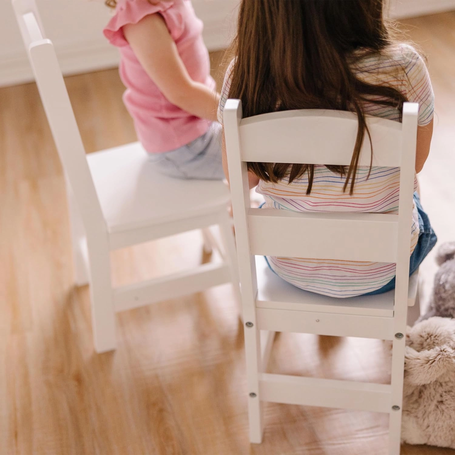 Melissa & Doug Wooden Chairs, Set of 2 - White Furniture for Playroom