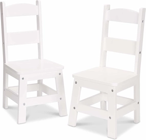 Melissa & Doug Wooden Chairs, Set of 2 - White Furniture for Playroom
