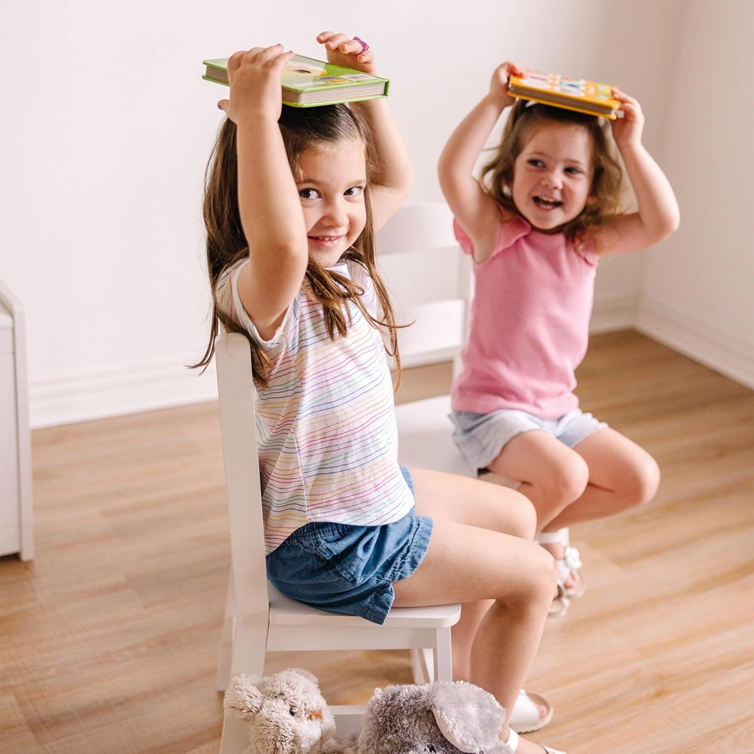 Melissa & Doug Wooden Chairs, Set of 2 - White Furniture for Playroom