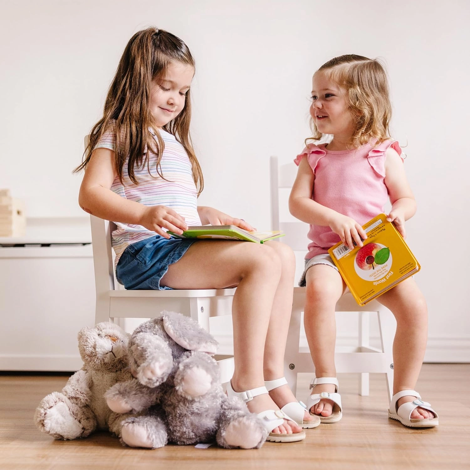 Melissa & Doug Wooden Chairs, Set of 2 - White Furniture for Playroom