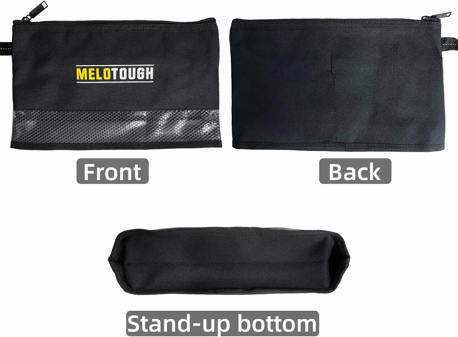 MELOTOUGH Zipper Tool Pouch Small Tool Bag with Zippered,Utility Water Resistant Multipurpose Organizer Zipper Bags for Electrician,Craftsman,HVAC(12Inch,4pack)