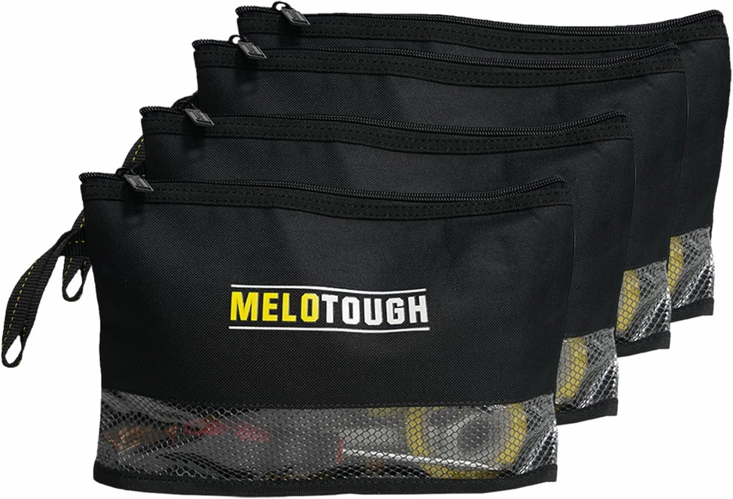 MELOTOUGH Zipper Tool Pouch Small Tool Bag with Zippered,Utility Water Resistant Multipurpose Organizer Zipper Bags for Electrician,Craftsman,HVAC(12Inch,4pack)