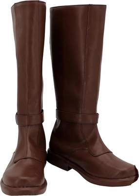 Men Knight Boots Cosplay Shoes Fashion Brown Long Boots for Halloween Carnival Party