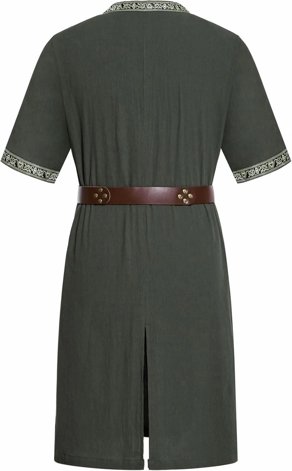 Men's Retro Style Cotton Short Sleeves Tunic Shirts for Viking Medieval Renaissance Costume Without Belt
