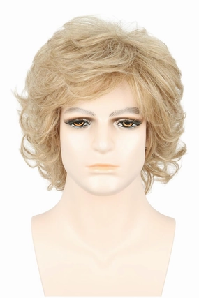 Men's Wigs 70s Wigs for Men Blonde Short Wavy Wig Halloween Costume Wig
