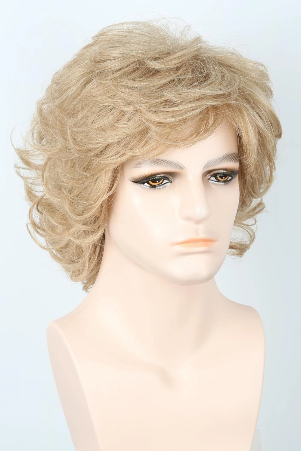 Men's Wigs 70s Wigs for Men Blonde Short Wavy Wig Halloween Costume Wig