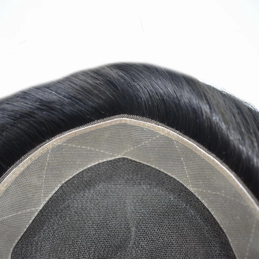 Men Toupee Human Hair French Lace Hair System For Men Hair Pieces Hair Replacement For Men Toupee For Men Hair System Natural Hairline 6x8 100% light to Medium density#1720 17# DARK ASH BLONDE 20%GREY