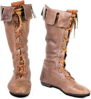 Mens Renaissance Boots Medieval PU Leather Pirate Boots Western Cowboy Chic Knight Shoes