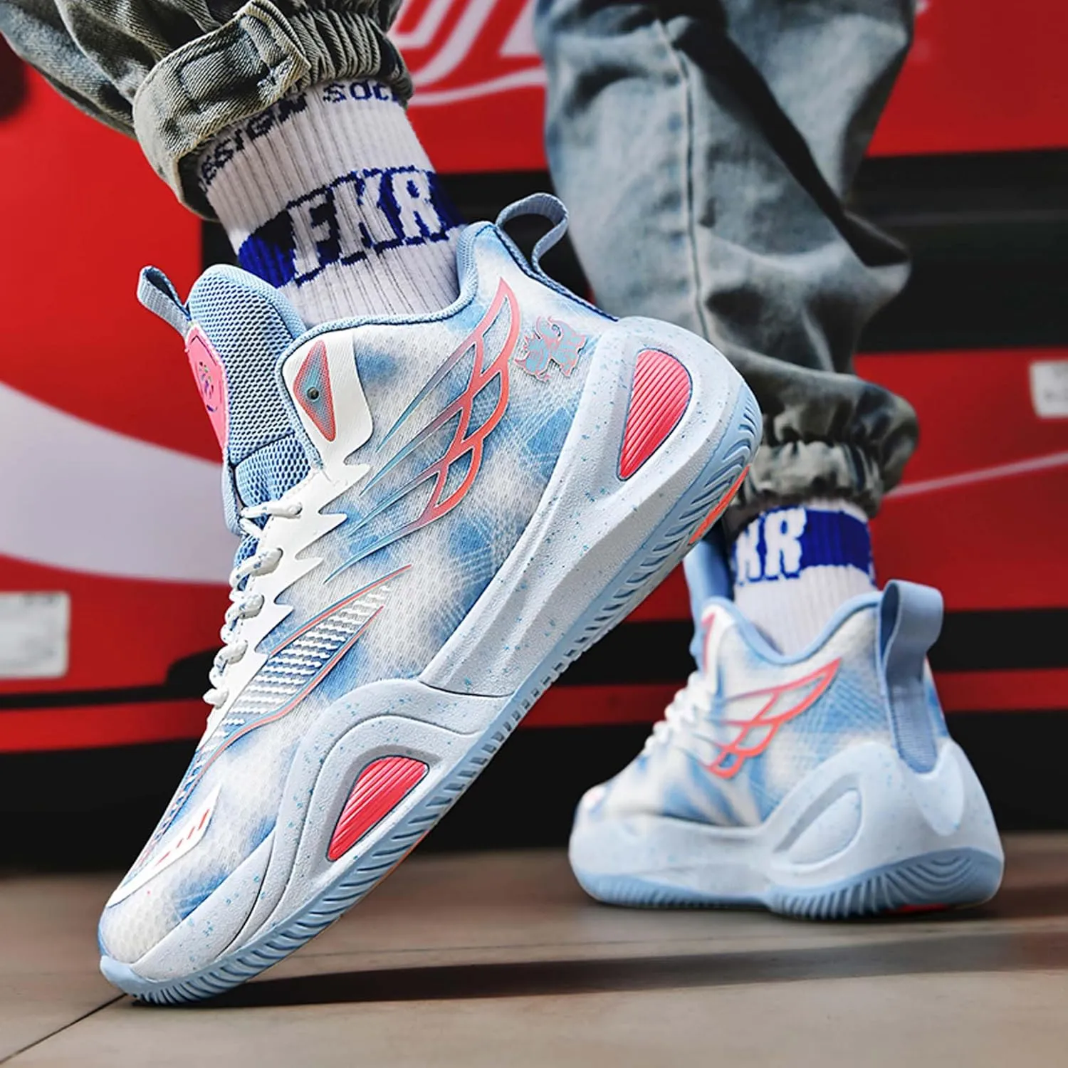 Mens Womens Couples Lace Up Mid Top Casual Sneakers Comfortable and Breathable Running Shoes Rubber Sole Non Slip Basketball Sneakers Walking Shoes Wear Resistant and Durable Fitness Training Shoes