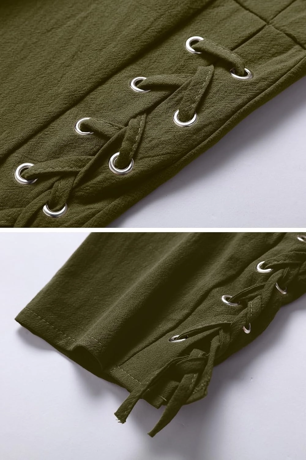 Mens Pirate Pants Medieval Viking Costume, Renaissance Lace-up Ankle Banded Trousers Cotton Linen Cosplay Outfits