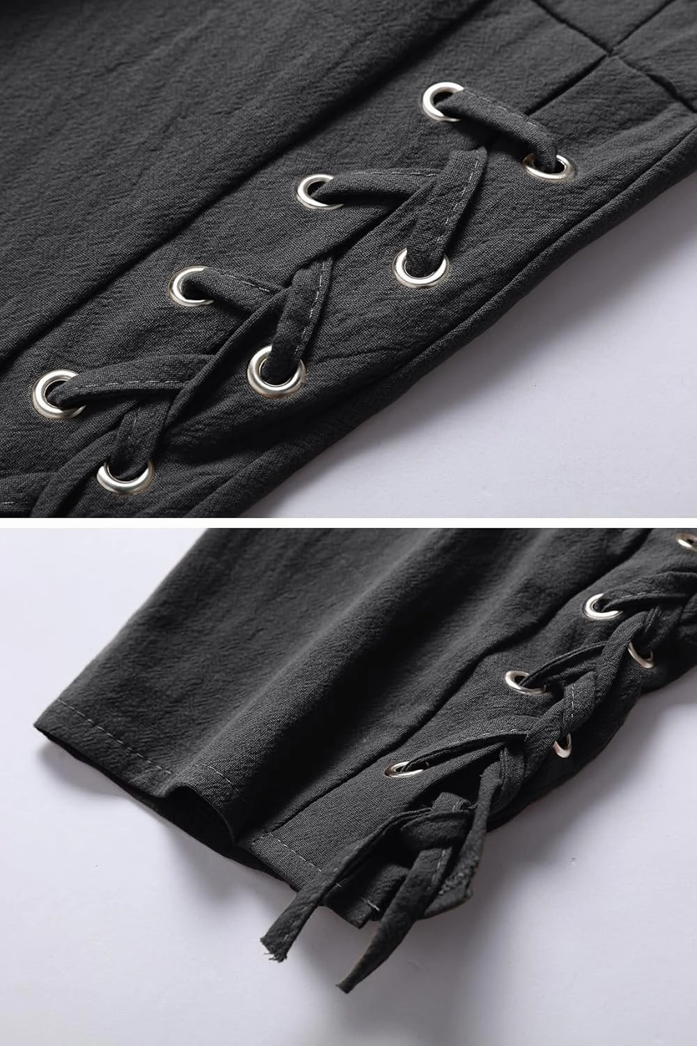 Mens Pirate Pants Medieval Viking Costume, Renaissance Lace-up Ankle Banded Trousers Cotton Linen Cosplay Outfits