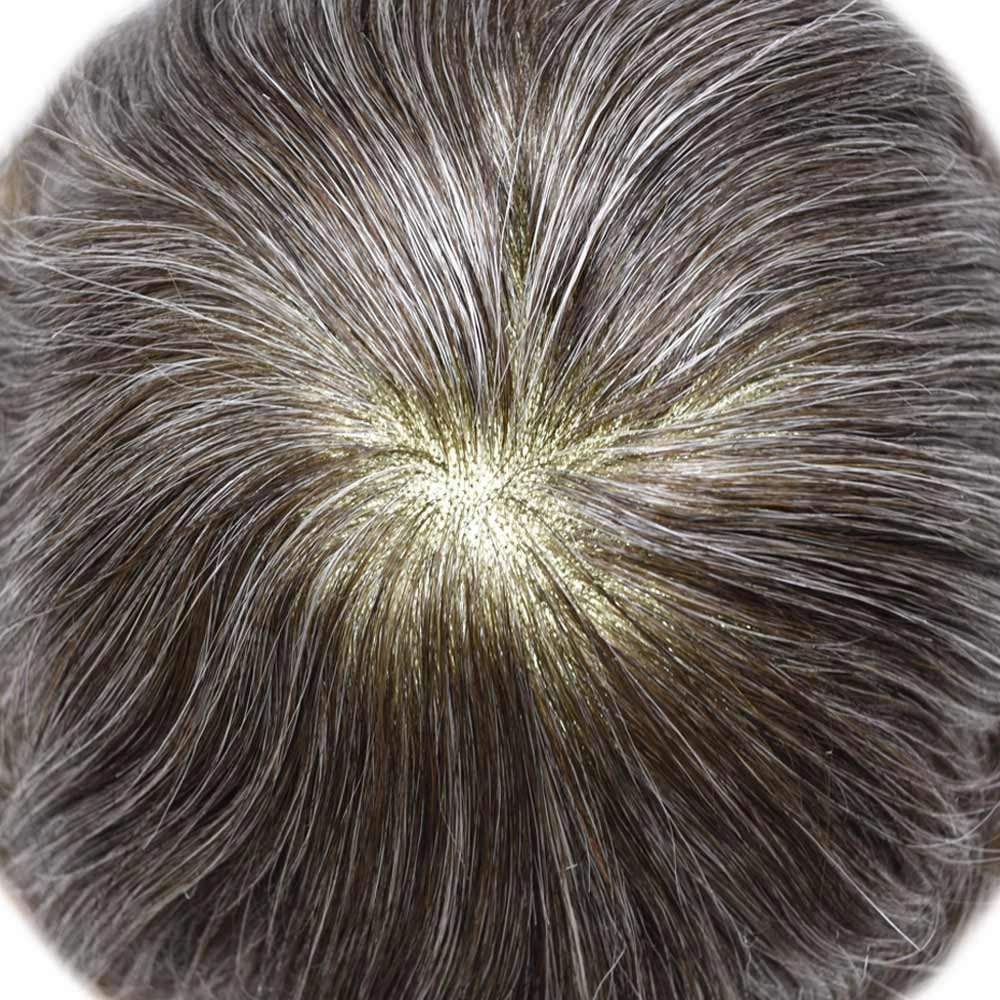 Mens Toupee Hair System For Men Fine Mono Poly Skin All Around Hairpieces Toupee For Men Hair Piece Durable Mens Hair System 6x8 Medium light density #330 3# DARK BROWN 30% GREY