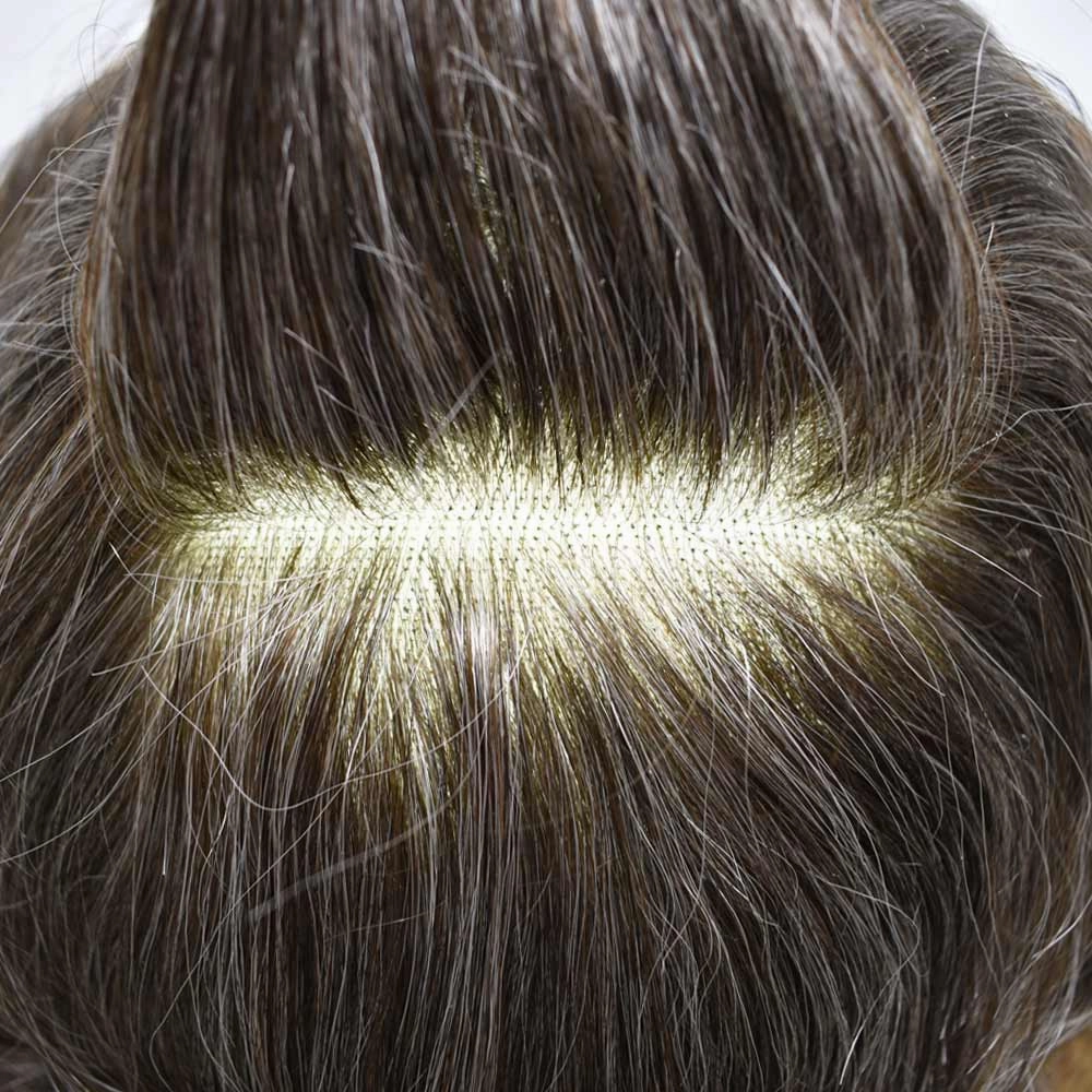 Mens Toupee Hair System For Men Fine Mono Poly Skin All Around Hairpieces Toupee For Men Hair Piece Durable Mens Hair System 6x8 Medium light density #330 3# DARK BROWN 30% GREY