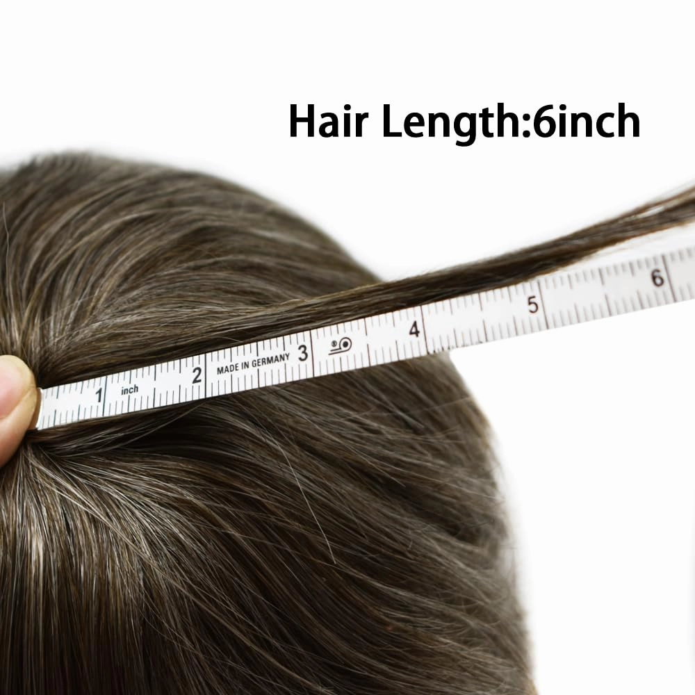 Mens Toupee Hair System For Men Fine Mono Poly Skin All Around Hairpieces Toupee For Men Hair Piece Durable Mens Hair System 6x8 Medium light density #330 3# DARK BROWN 30% GREY