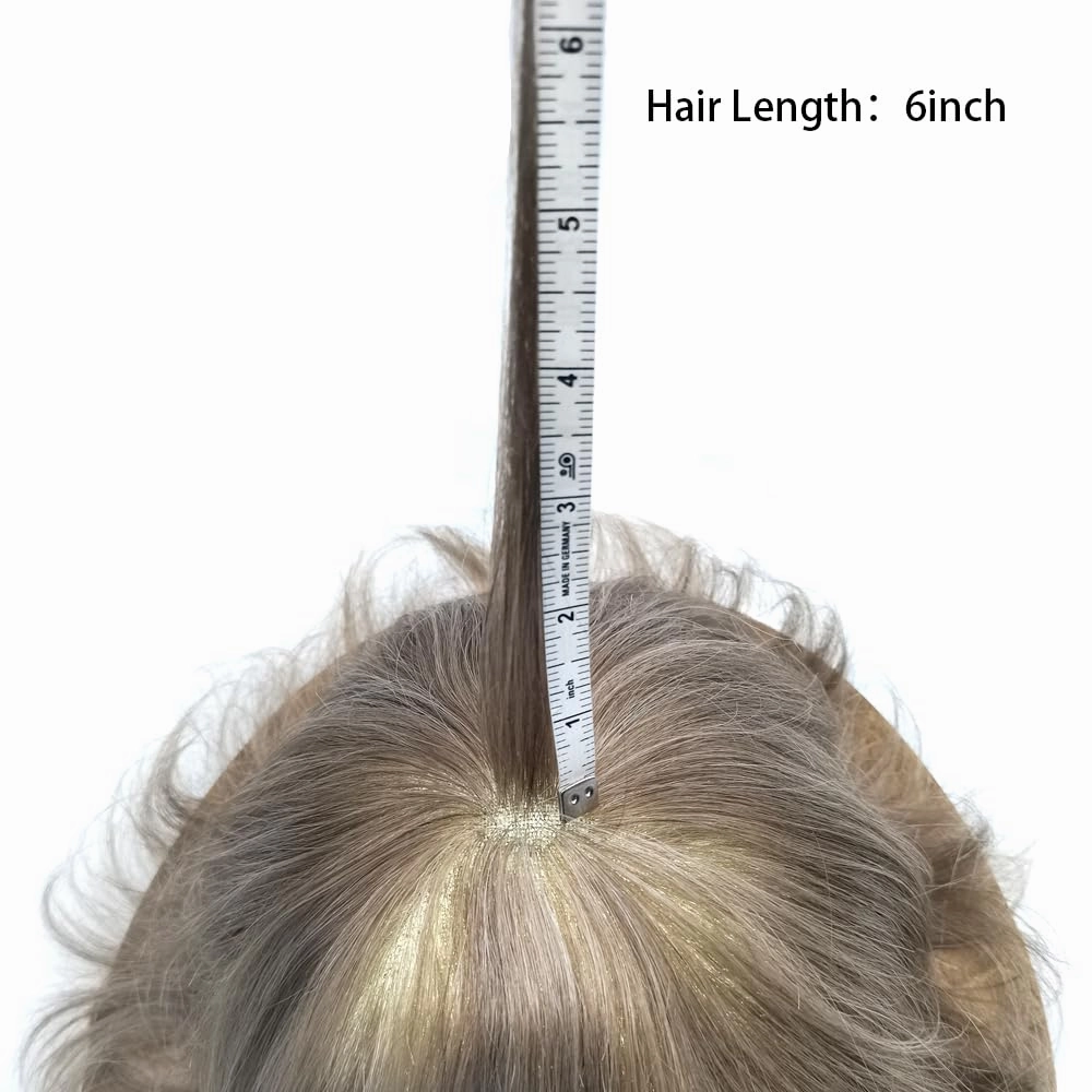 Mens Toupee Hair System For Men Hairpiece Fine Monofilament Toupee For Mens Hair System French Lace Front 8x10 110% light to Medium density#1740 17# DARK ASH BLONDE 40% GREY