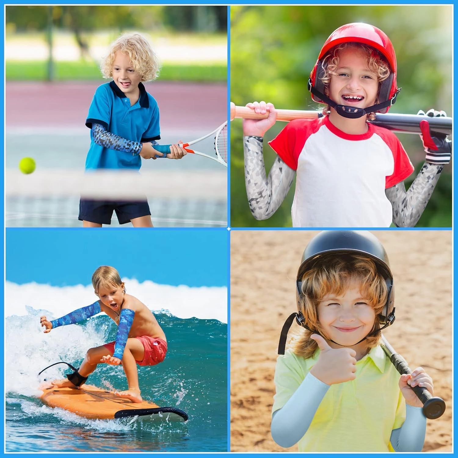 Mepase 14 Pairs Arm Sleeves for Kids UV Sun Protection Cooling Arm Compression Cover Boy Girl Toddler Sport Football