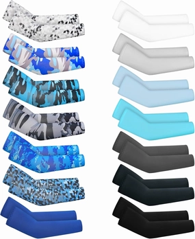 Mepase 14 Pairs Arm Sleeves for Kids UV Sun Protection Cooling Arm Compression Cover Boy Girl Toddler Sport Football