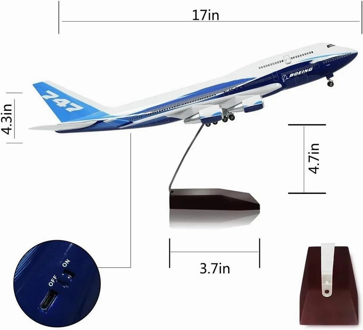 Metal Aircraft Model 1:160 Scale for Boeing 747 Plane Models 2024 Large Model Airplane Diecast Airplanes with LED Light for Collection Aviation Enthusiasts(No Light)