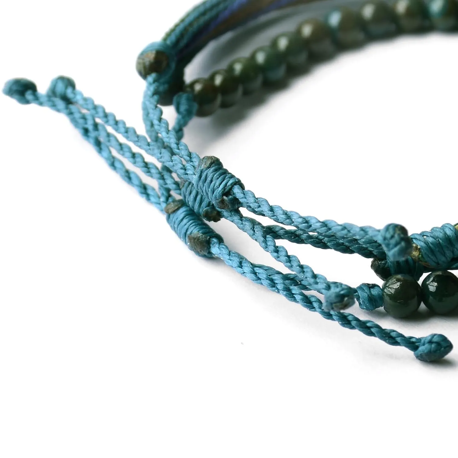 Mezcla Vida 3 Pcs Handmade Adjustable String Bracelets for Women，With Natural Stone Beaded Bracelet，Beach Gemstone Jewelry Gift Mother Wife (Peacock Jasper, /)