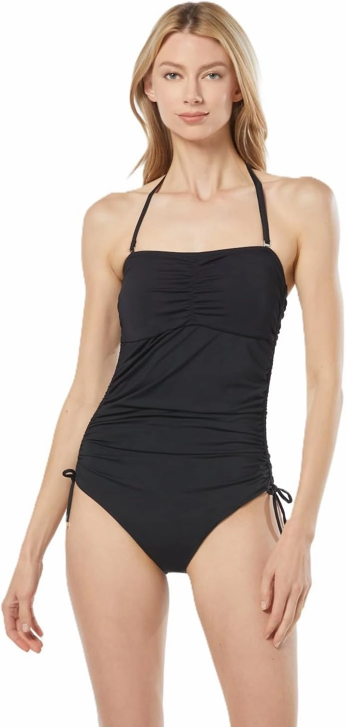 Michael Kors Women's Solid Shirred Bandeau One Piece