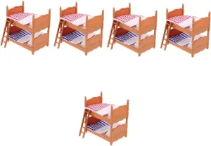 Milisten 5pcs Miniature Doll Bunk Bed Double Bedroom Furniture for Dollhouse Decoration and Cute Design Space Saving Layout for Playtime