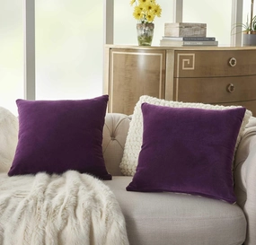 Mina Victory SS999 Pack of 2 Life Styles Velvet Purple Throw Pillow Cover Set 16" x 16", 2 Pieces, 16"x16"