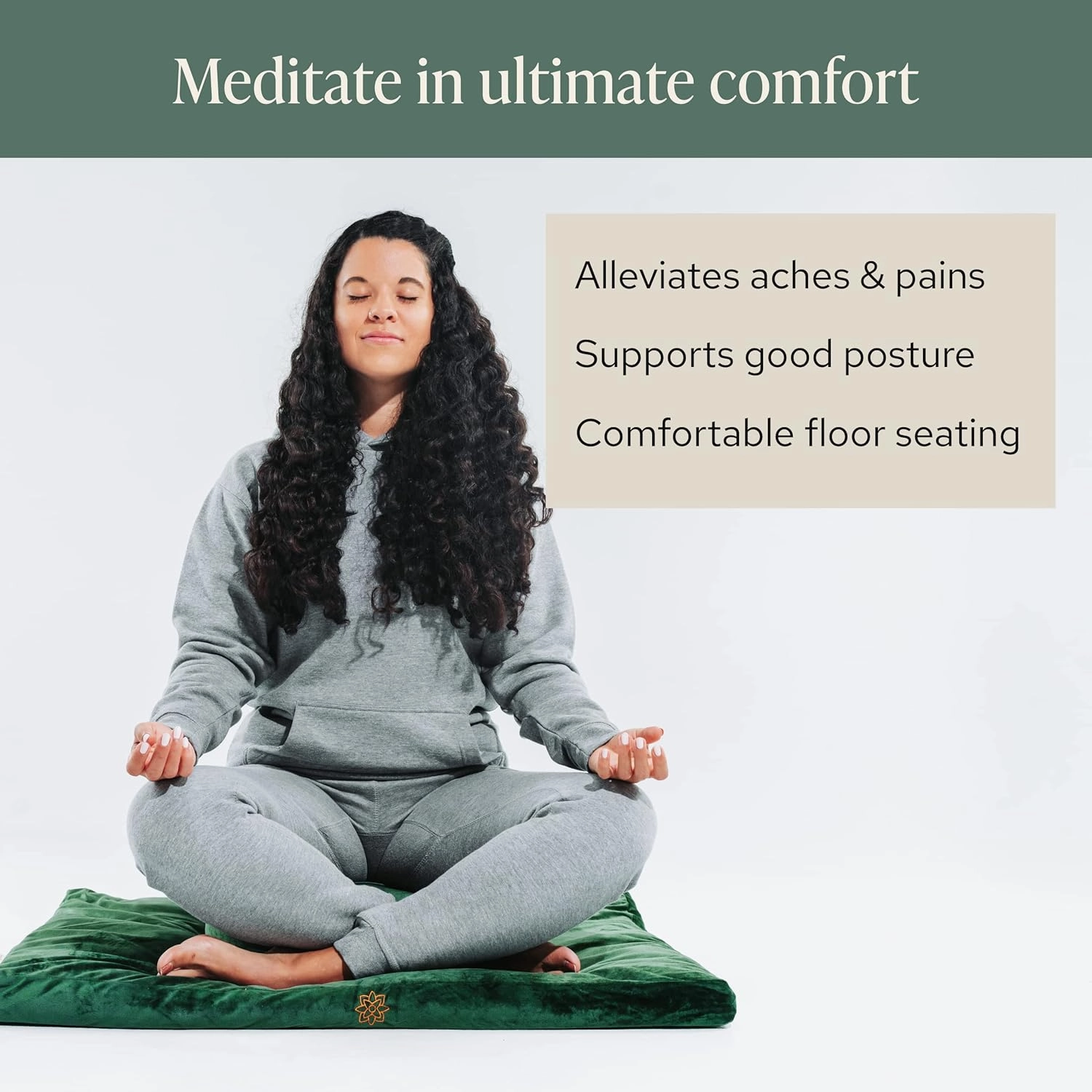 Mindful & Modern Zabuton Meditation Mat - Cotton Filled Yoga and Meditation Pad - Zabuton Meditation Cushion for Kneeling and Sitting Support - Large Rectangular Sitting Floor Pillow for Bench or Zafu
