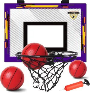 Mini Basketball Hoop Indoor for Kids Toddlers,Over The Door Basketball Hoop with 3 Balls & Accessories, Family Sport Game Perfect for Pool Home Office Door,Portable Basketball Toy for Boys Girls Teens