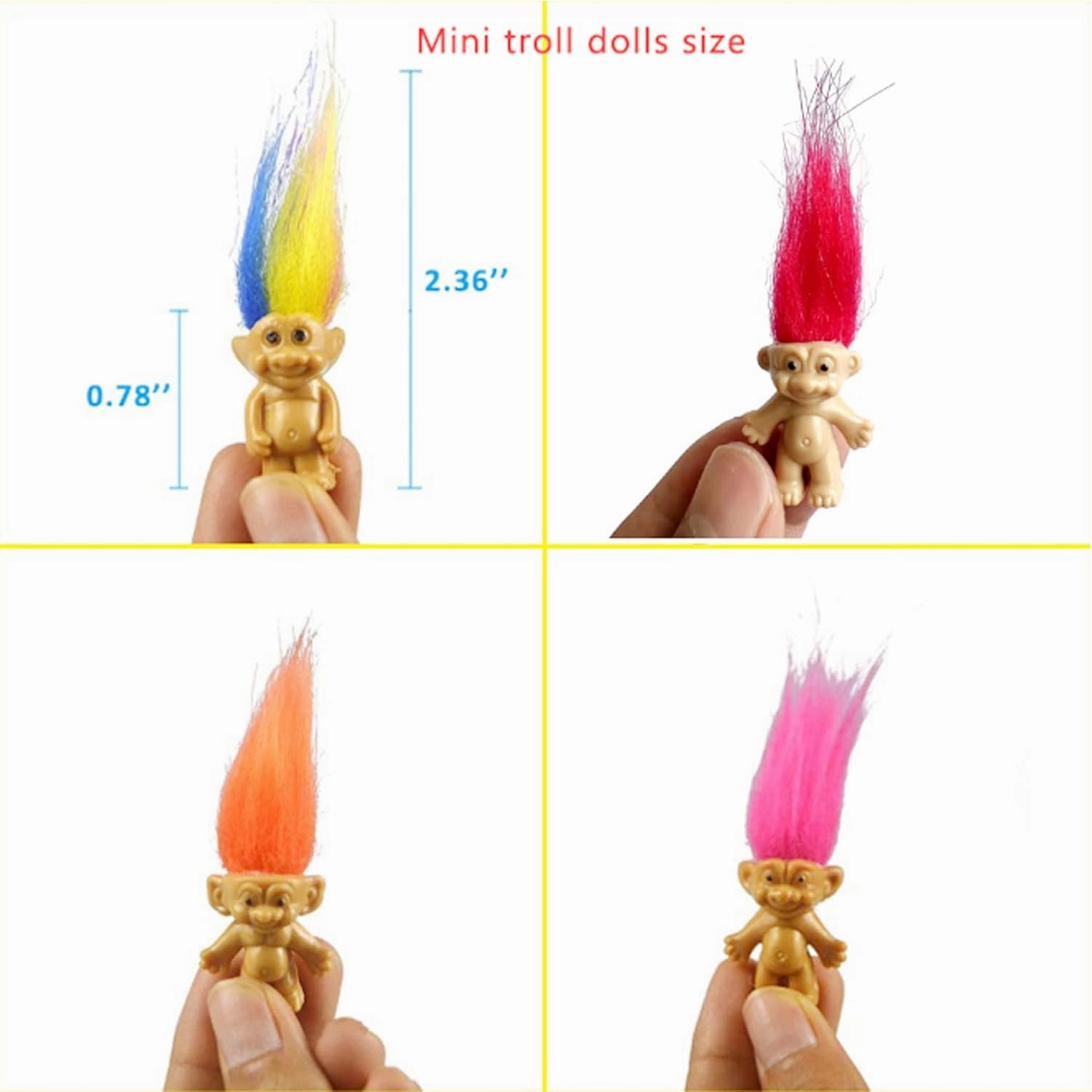 Mini PVC Vintage Trolls Lucky Doll Mini Action Figures Cake Toppers Chromatic Adorable Cute Little Guys Collection, School Project, Arts Crafts, Party Favors (30pack-B)