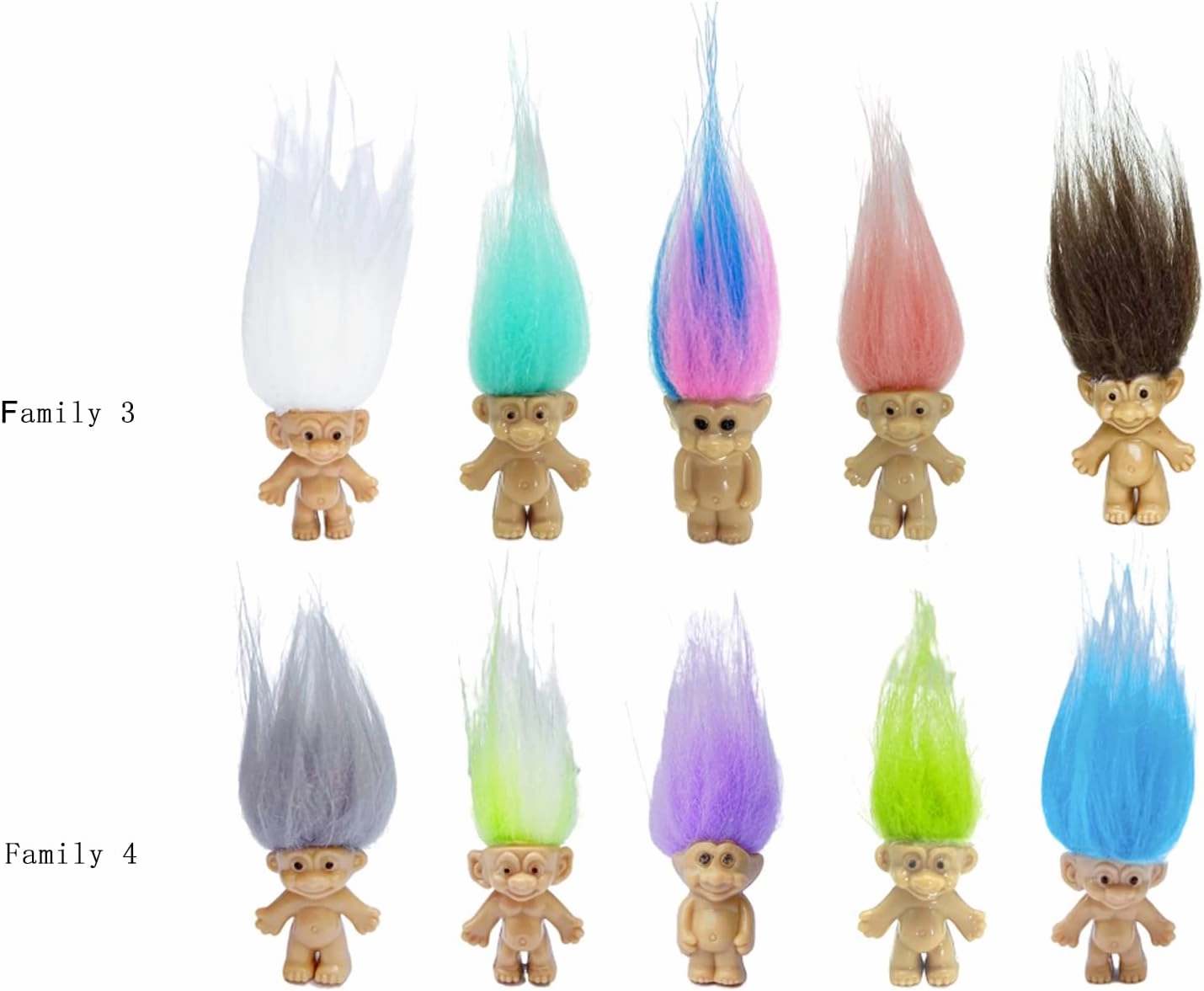 Mini PVC Vintage Trolls Lucky Doll Mini Action Figures Cake Toppers Chromatic Adorable Cute Little Guys Collection, School Project, Arts Crafts, Party Favors (30pack-B)