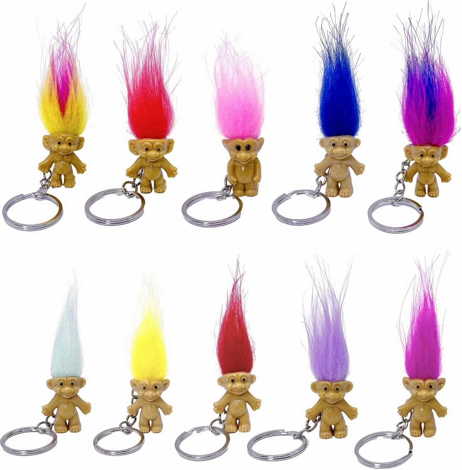Mini PVC Vintage Trolls Lucky Doll Mini Action Figures Cake Toppers Chromatic Adorable Cute Little Guys Collection, School Project, Arts Crafts, Party Favors (30pack-B)