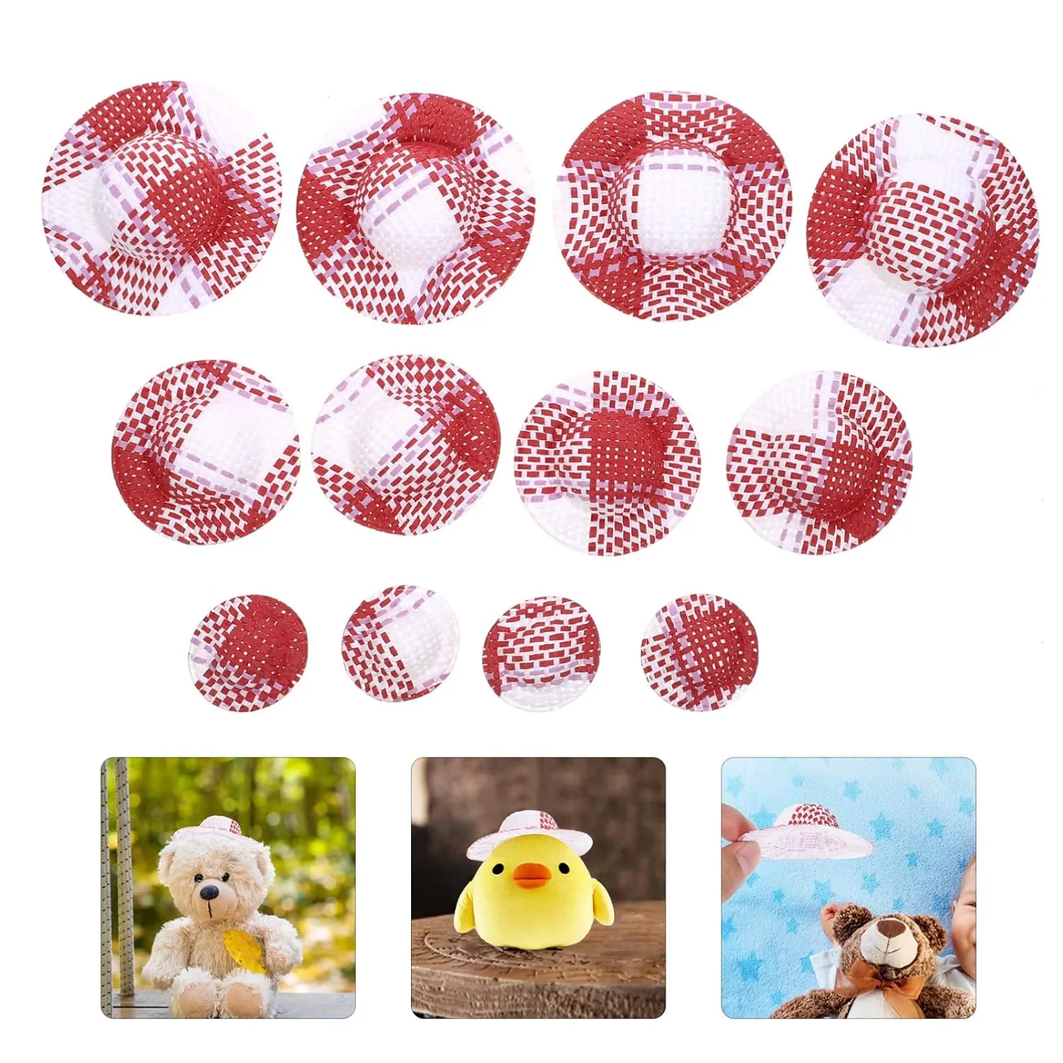 Miniature Striped Hat Mini Dolls Mini Dolls 12pcs Mini Doll Miniature Striped Hat Straw Hat Fairy doll hat Hats for Crafts Mini Mini Fairy Doll Hat